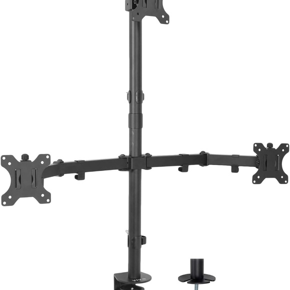 PUTORSEN Triple Monitor Stand for 17"-35" Monitors, 80cm Tall Pole Triple - Picture 6 of 9